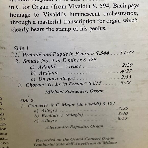 J. S. Bach Organ Masterpieces (Vinyl, 1968) Audio Fidelity FCS 50,038 VG LP - Picture 4 of 10